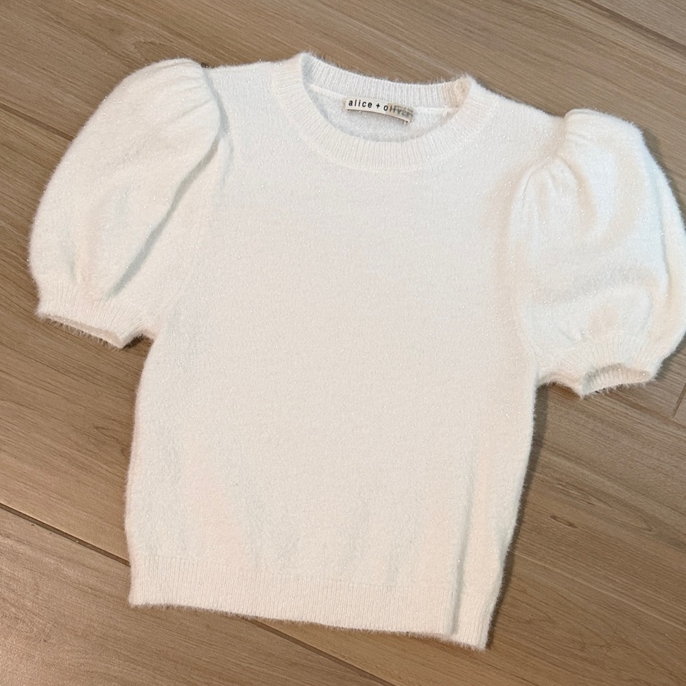 Alice + Olivia Cream Puff Sleeve Sweater